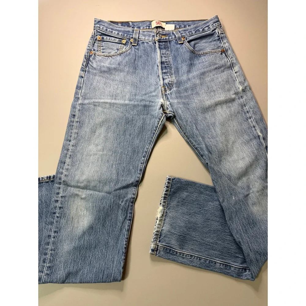 Vintage Levis 501 Original Fit Straight Leg Jeans Blue Denim W34 L34 Mens